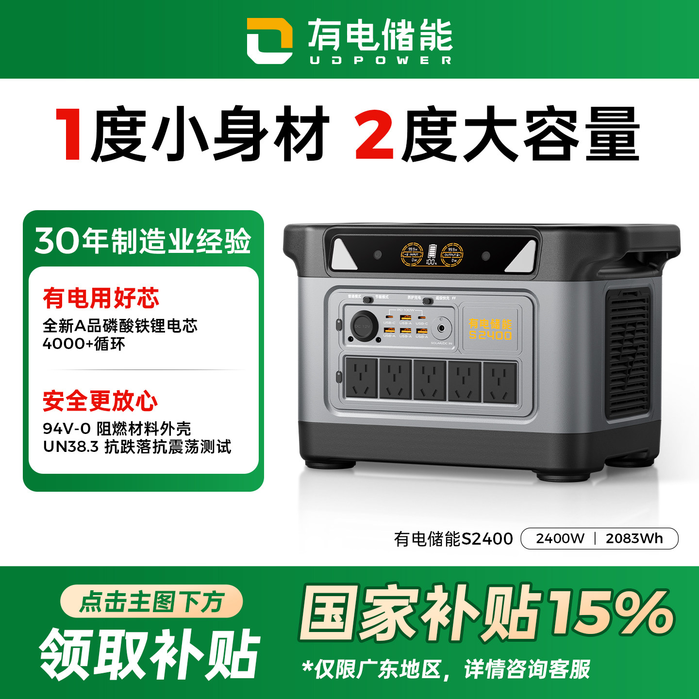 有电储能2度电户外移动电源图片