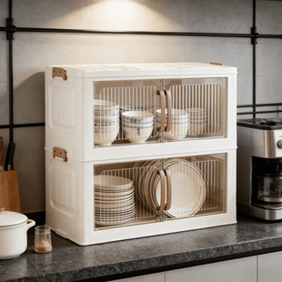 厨房碗架碗筷收纳盒家用折叠碗柜餐具收纳柜碗碟调料落地置物架