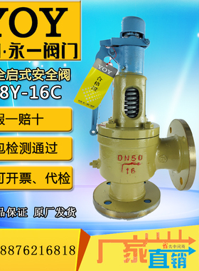 永一安全阀A48Y-16C/25C/40C/64Cdn50铸钢不锈钢法兰弹簧式蒸汽