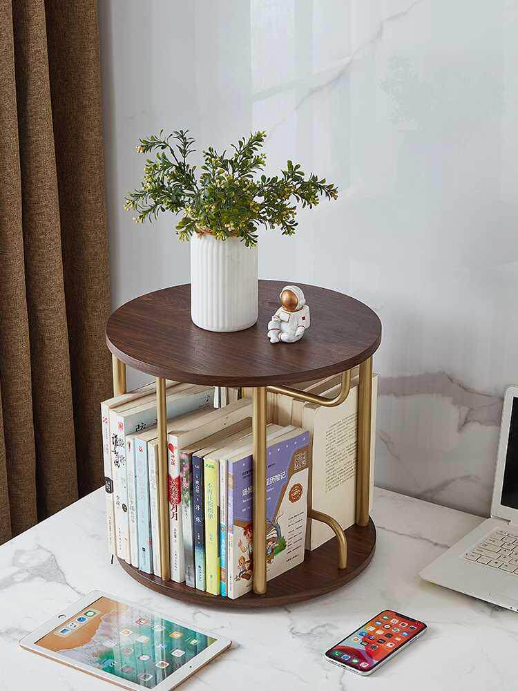 好战友桌面书架小型旋转书架轻奢办公桌收纳架简易学生桌上置物架