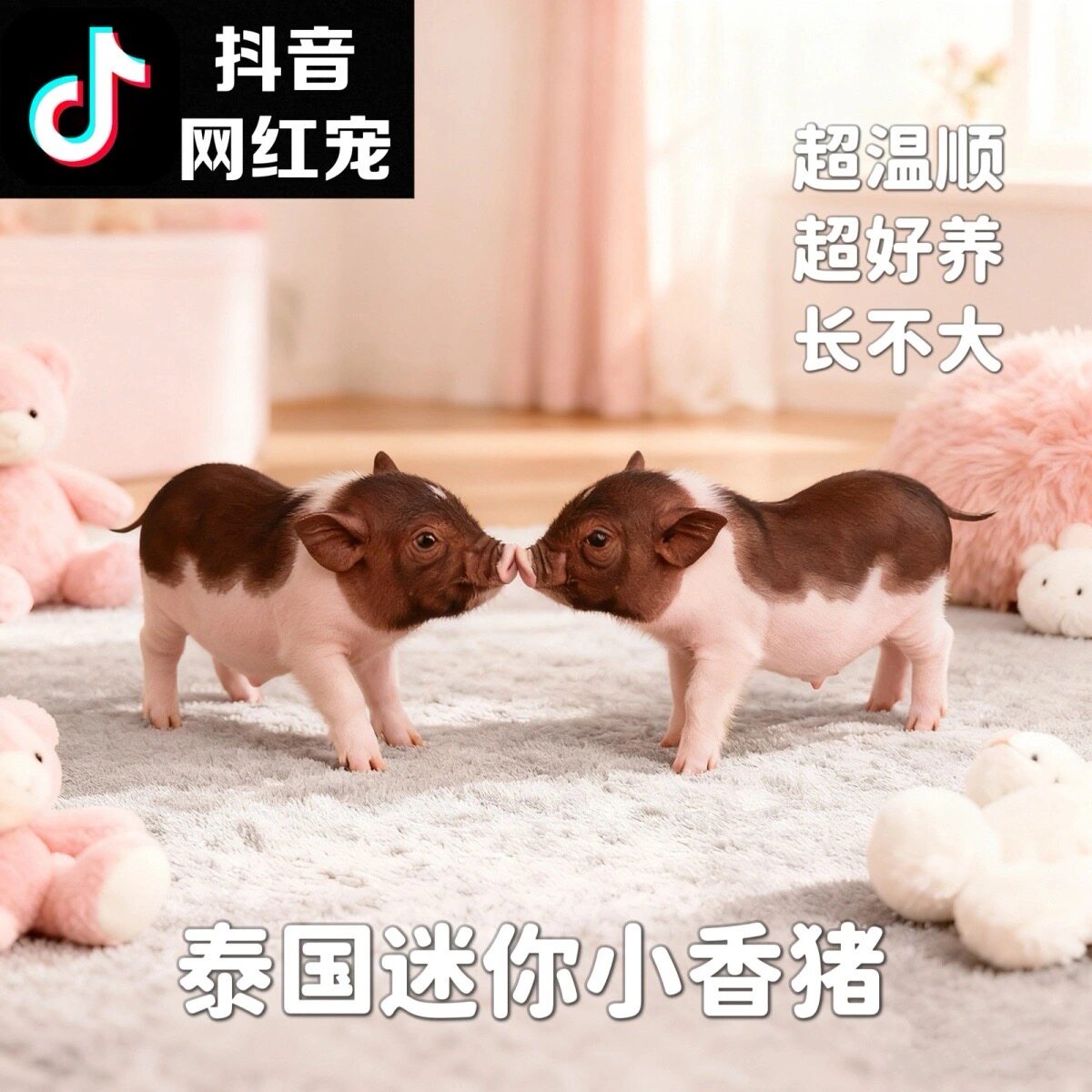 网红小型泰国小香猪长不大活体宠物猪可爱迷你幼体好养幼崽活物猪