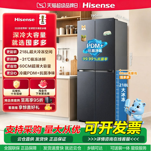 海信零嵌冰箱503/511L大容量全嵌法式十字一级超薄除菌净味3人4人
