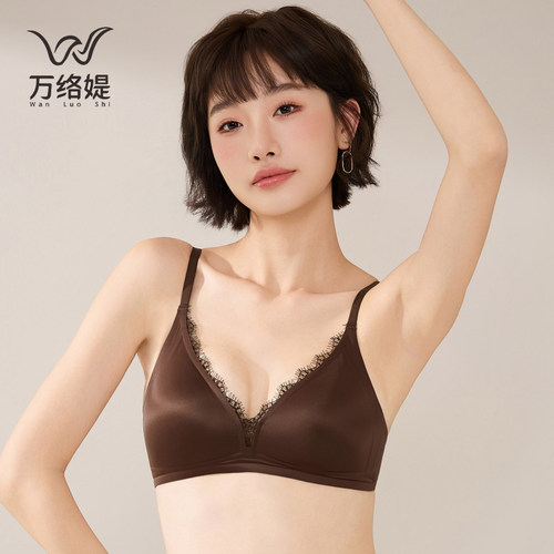 万络媞内衣新款珠光缎面蕾丝女士文胸小胸显大三角杯文胸女MYXB57