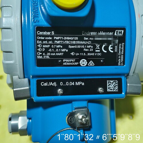 EH恩德斯豪斯压力变送器，型号PMP71-2H9A/1
