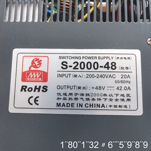 S-2000-48开关电源，48V42A，有，8