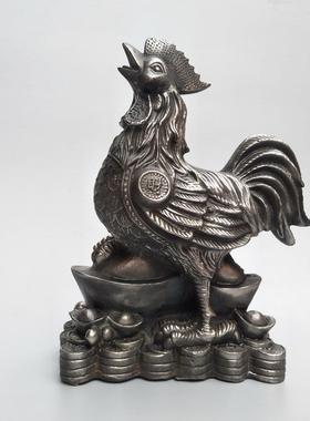 铁器公鸡摆件铸铁元宝财字生肖家居门庭客厅玄关铁公鸡工艺礼品摆