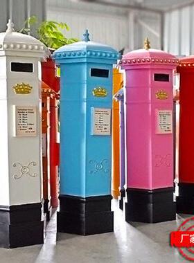 欧式复古六角装饰邮筒铁艺手工邮箱道具简约创意家居美陈大型摆件