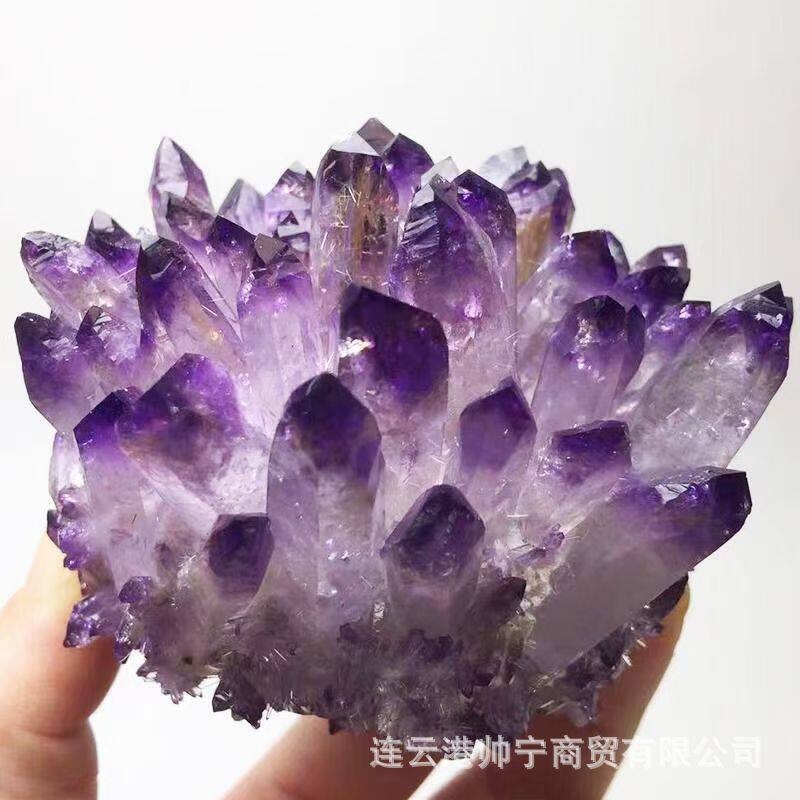 天然紫水晶簇原石标本消磁观赏矿石原石摆件家居公室装饰