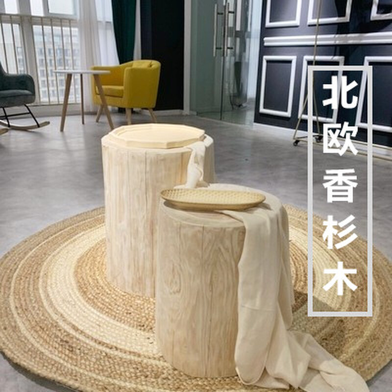 香杉木桩原木茶几大尺寸实木墩子树墩边几异形床头柜旧木头边几