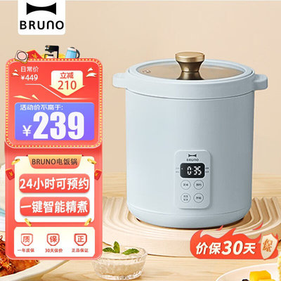 BRUNO迷你复古电饭煲1.2L小型2人宿舍煮饭煲汤家用多功能智能可预