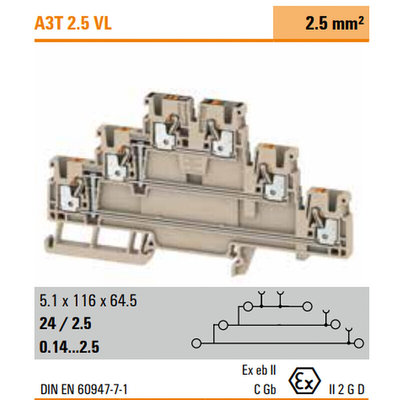 A3T 2.5 VL 直插式 三层 上下联通 接线端子 1547650000