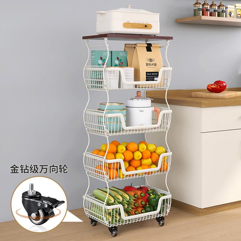 厨房加厚水果蔬菜置物架多功能置物架多层收纳架落地小推车置物架