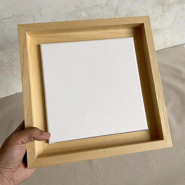 实木油画框厚边悬浮外框L型双层装裱画框订 制丙烯简约数字油画框