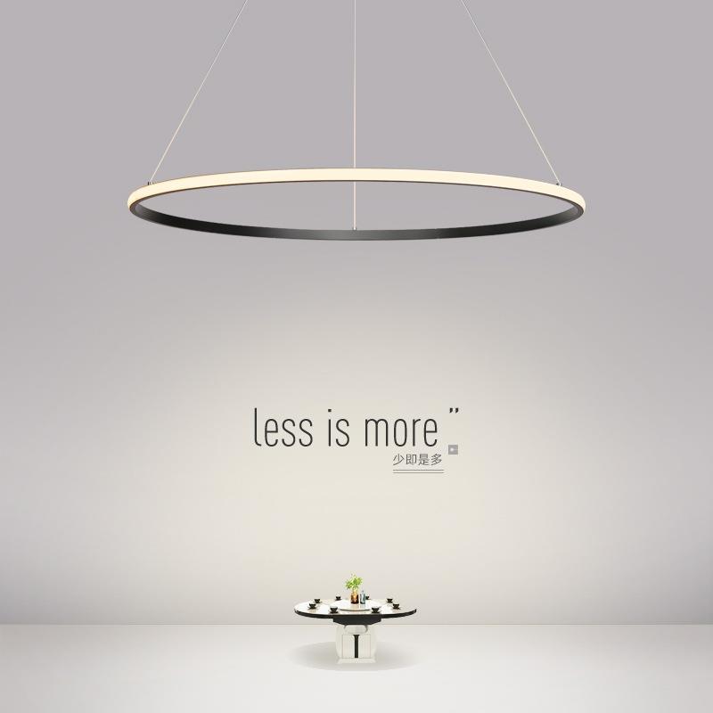 圆形北欧设计师单头吧台客厅书房灯现代简约环形吊灯led餐厅灯具
