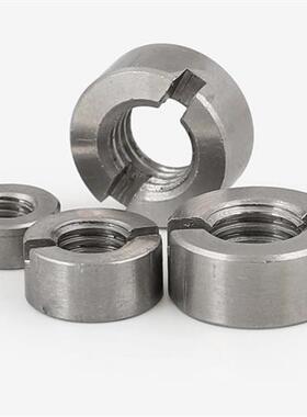 304不锈钢GB817A型带槽圆螺母一字槽无侧紧定孔M3M4M5M6M8M10GH