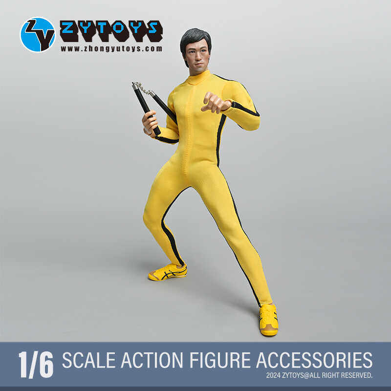 ZYTOYS 1/6黄衫李小龙 双截棍 头雕 鞋子 可动人偶兵人模型