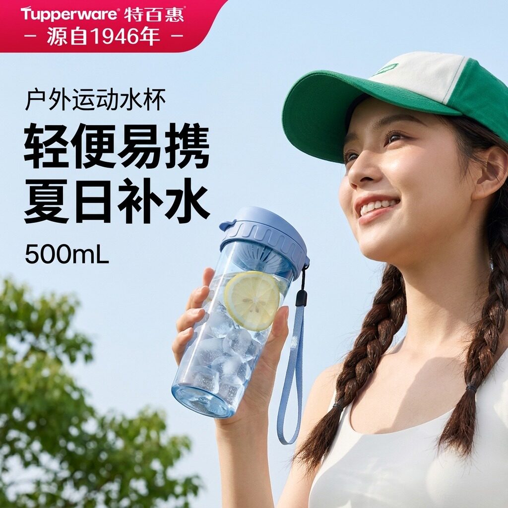 特百惠官方500ml茶韵男女学生儿童新款大容量高颜值随手水杯