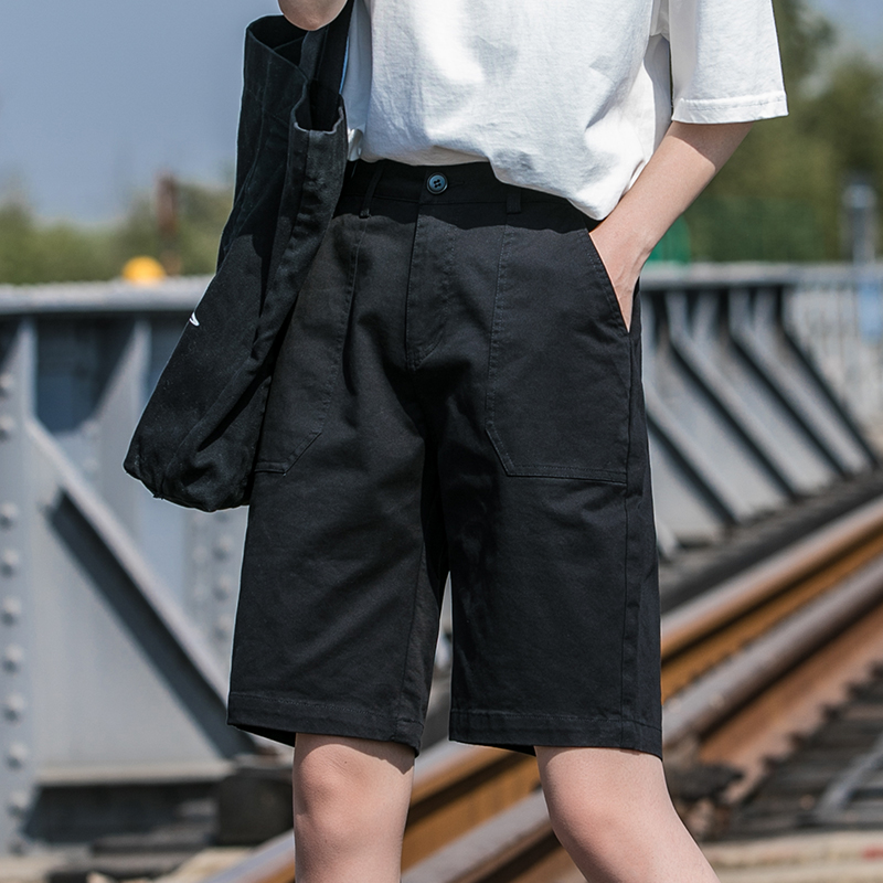 黑色工装短裤女夏宽l松大码五分裤女夏季薄款5分中裤日系胖mm外穿