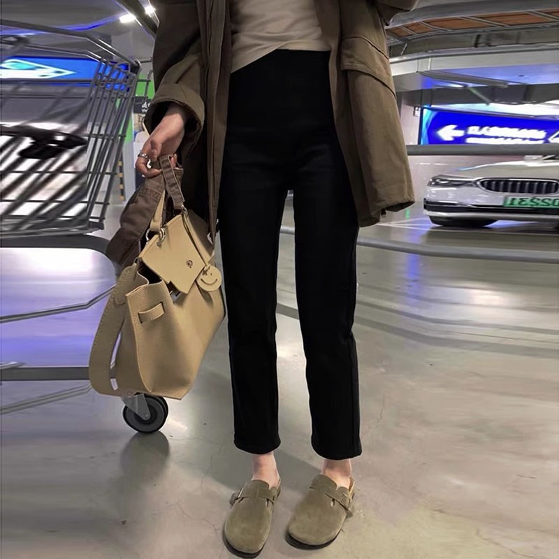小黑裤◆孕妇裤子秋冬装小个w子打底裤托腹直筒裤加绒牛仔裤小脚