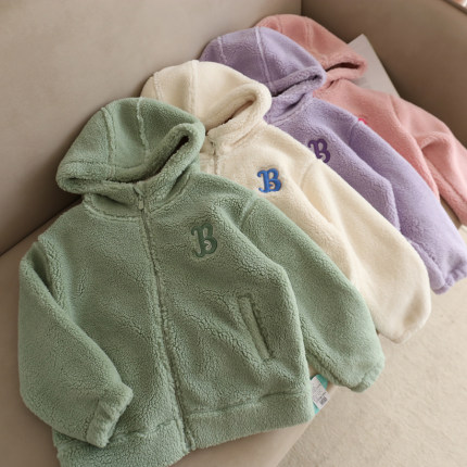女童仿皮草毛绒大衣冬季洋气一体加绒连帽K棉服儿童加厚保暖外套