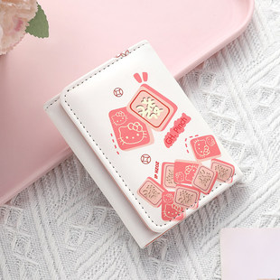 2026新款发财KT猫短款钱包女可爱卡通多卡位小钱夹学生折叠零钱包