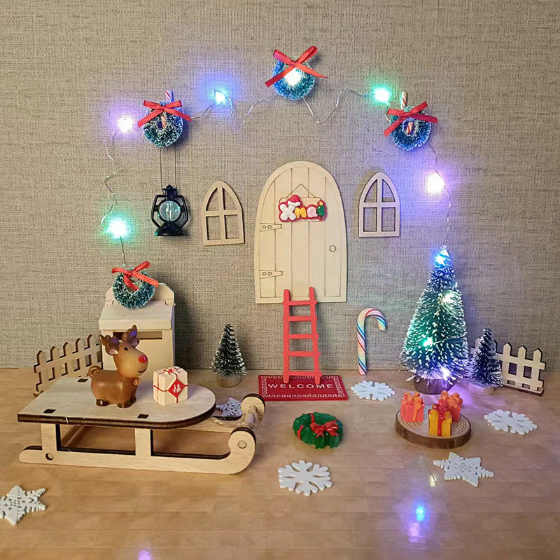 Dollhouse娃屋微缩迷你雪橇门庭圣诞节微景观造景diy装饰拍摄道具图片