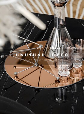 现代轻奢欧式酒具酒杯托盘醒酒器组合样M板间餐厅客厅桌面摆件