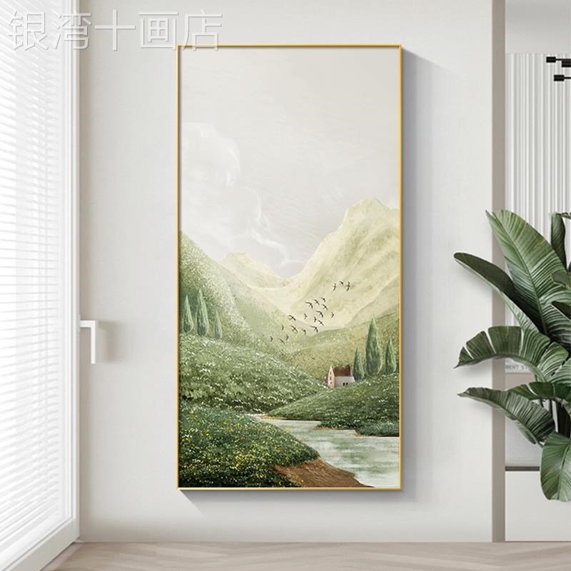 网红现代形山挂轻奢入户玄关w装画水走廊过道壁北拱画欧饰客厅画