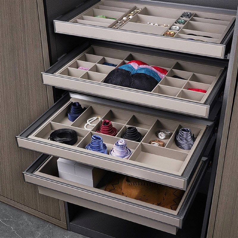 衣柜拉篮可伸缩多功能裤架滑轨家用衣帽间抽拉五金V配件皮革首饰