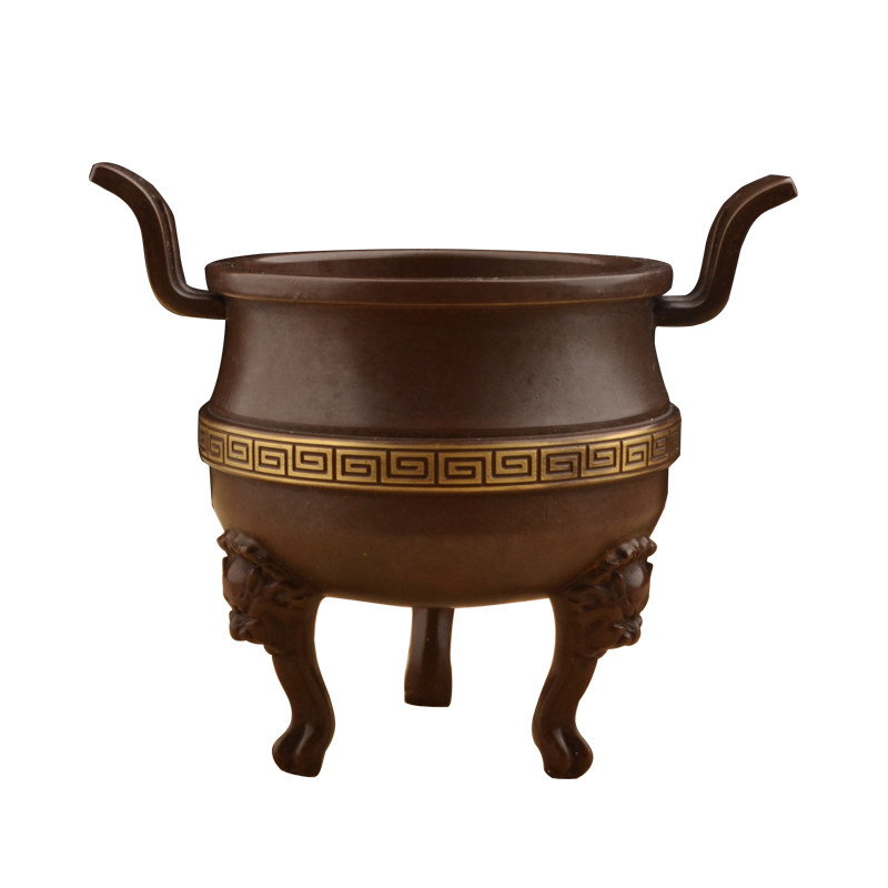 高脚香炉中式仿古藏式r纯铜高足鼎炉小铜鼎高脚冲天耳铜香炉,家居饰品,香薰炉,淘宝优惠券,粉丝福利购,淘宝优惠卷