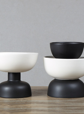 创意黑白双色拼接陶瓷软装摆件  北H欧风家居样板房摆设工艺品