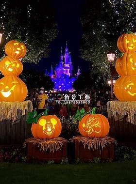 热销生产南瓜玻璃钢摆件 电影院酒吧节日气氛装饰 灯Y万圣节南瓜