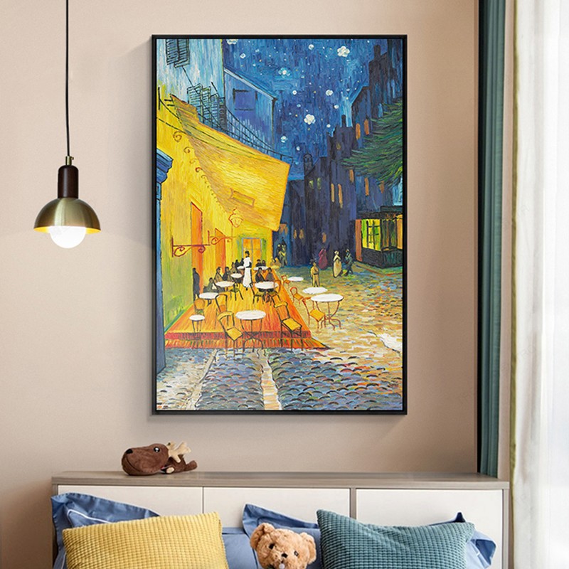 梵高油画手绘肌理丙烯画玄关客厅手工画星空向日葵U抽象风景装饰图片