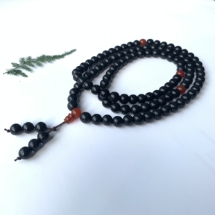 泗砭东圣正宗泗滨黑砭石108颗佛珠念珠多圈手串
