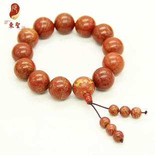 泗砭东圣泗滨砭石手链男女款正宗泗水红砭石佛珠手串疏通经络