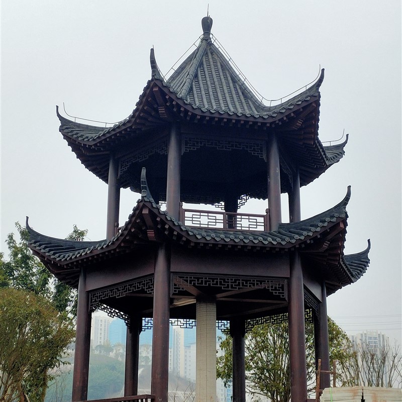 重庆防腐木古建凉亭,户外长廊,防腐F木木屋,户外花园地板 ,户