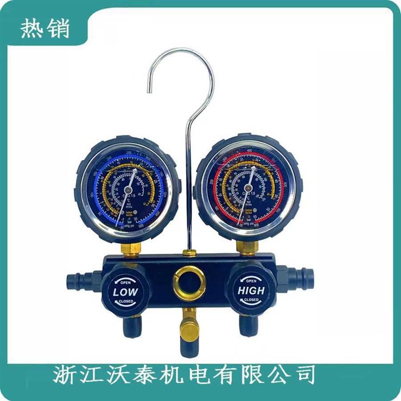 R134a冷媒汽车空调加氟表 雪种压力表 高精度双表阀空调加氟工具图片