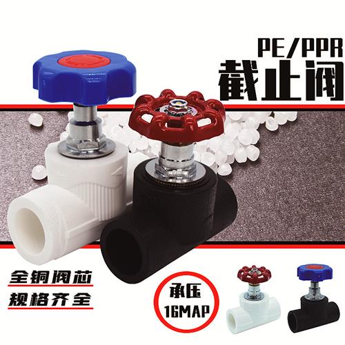 PPR截止阀20升降式63PE水管闸阀门开关卡簧加厚铜芯热熔水管配件