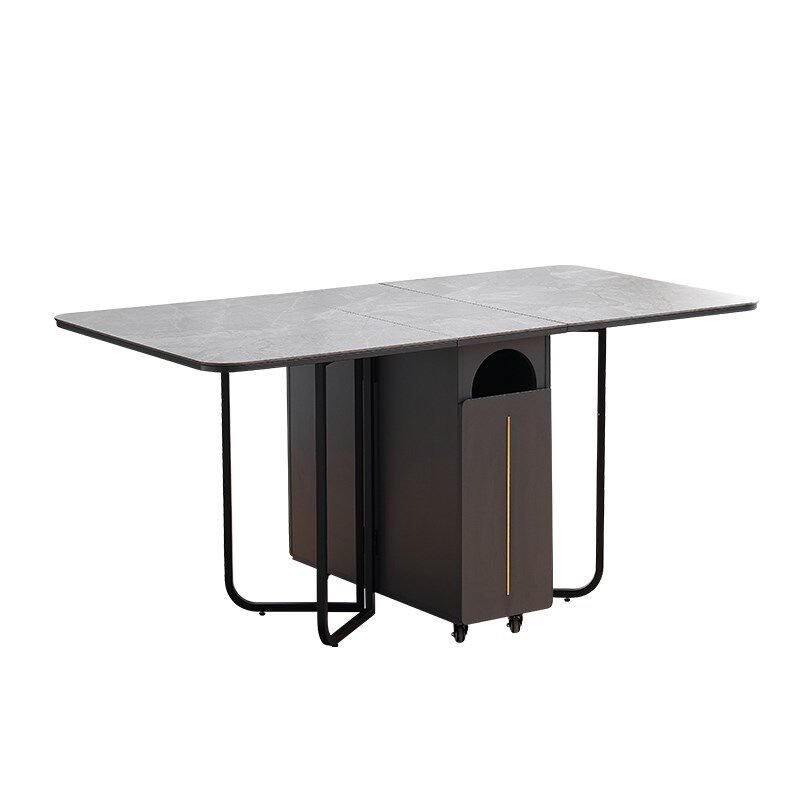 岩板折叠餐桌椅组合多功能可伸缩家用简约吃饭桌子实木轻奢折叠桌