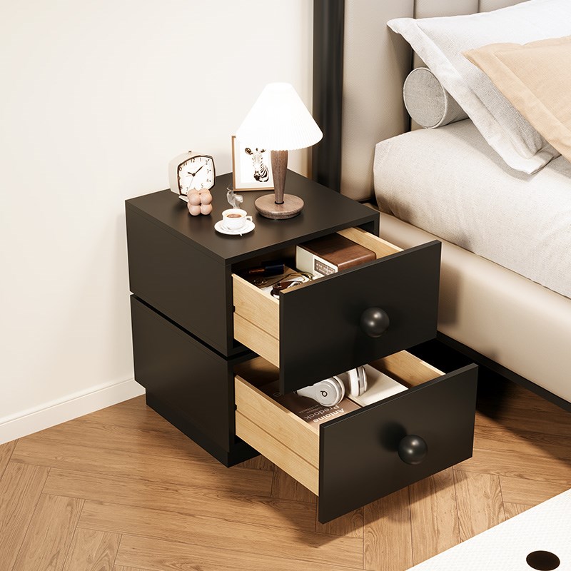 黑色床头柜20i25新款卧室家用床边窄柜30公分窄柜床头储物柜置物