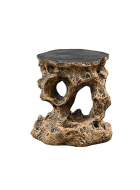 新中式太湖石彷石台花盆托 托架盆景花架工艺品摆饰茶几假山底座