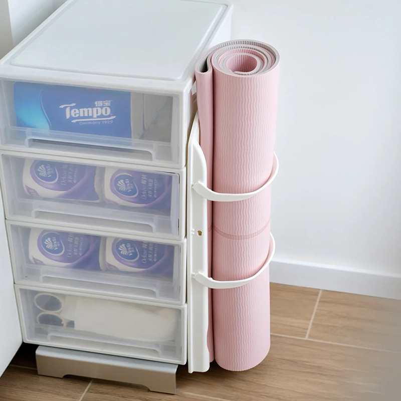 瑜伽垫收纳架子免打孔绑带绳子墙上放I置装泡沫滚轴健身器材挂架