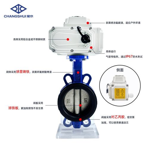 电动蝶阀D971X对夹式软密封四氟不锈钢球墨铸铁220V24V调节开关