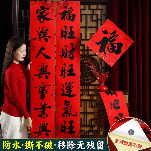 对联春联2025蛇年新款春节装饰新年书法福字门贴家用大门新春套装