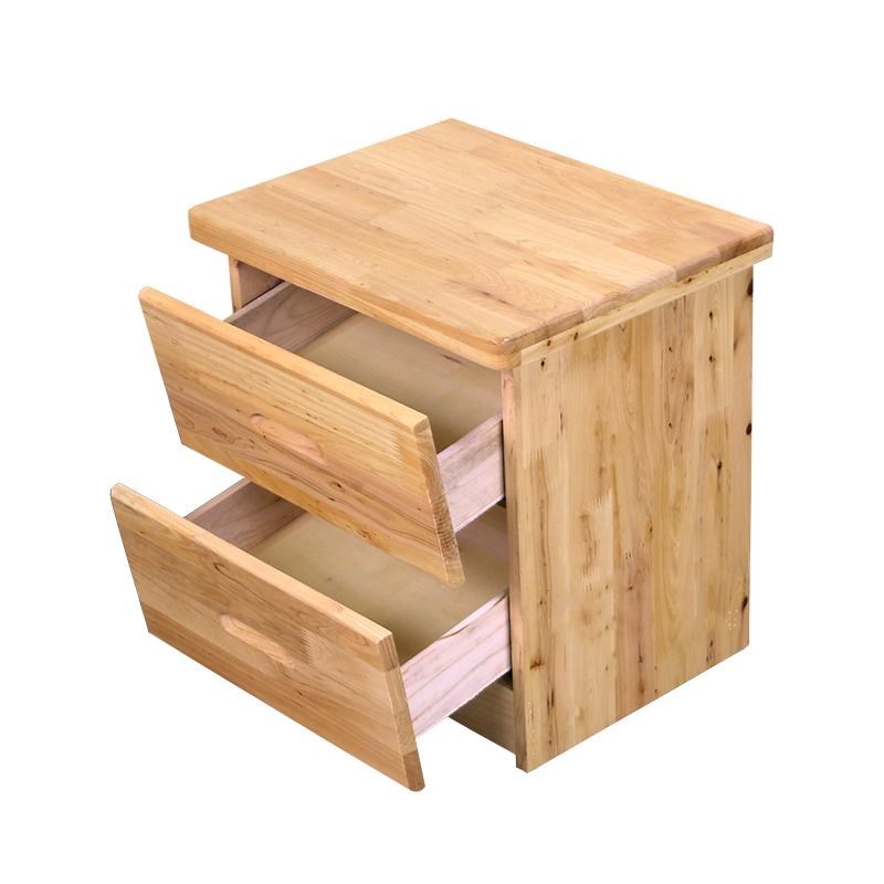 实木床头柜现代简约柏木床边w柜小储物柜整装卧室原木色双抽屉柜