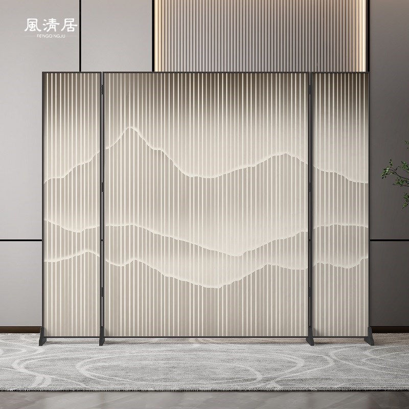 轻奢艺术屏风隔断折叠客厅入户遮挡办公室玄关酒店房间软装墙座屏