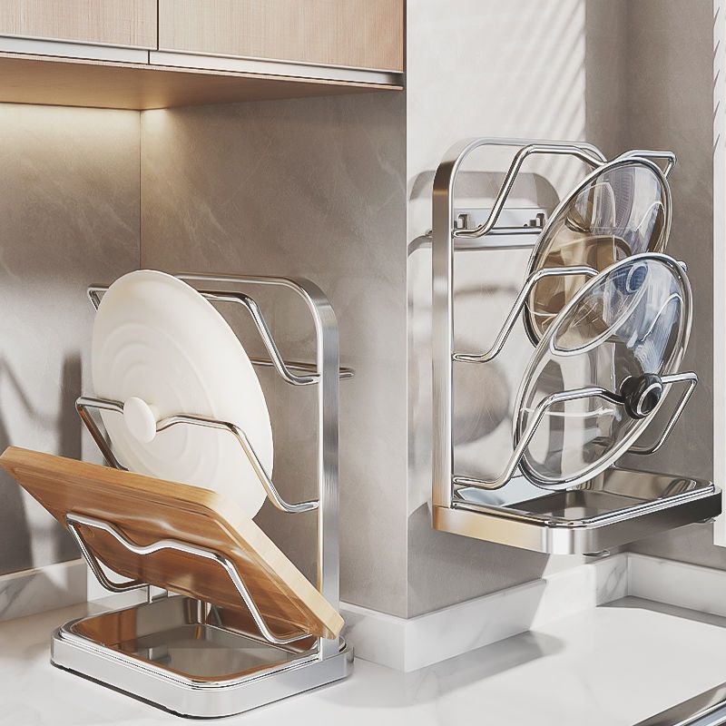 304不锈钢g厨房锅盖置物架壁挂免打孔台面勺铲放置器放砧菜板收纳