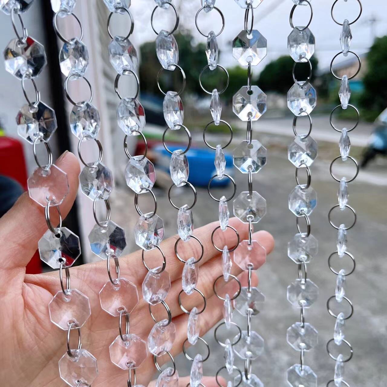 diy亚克力水晶八角珠成品穿好珠帘门帘子水晶灯配件婚庆串珠珠子