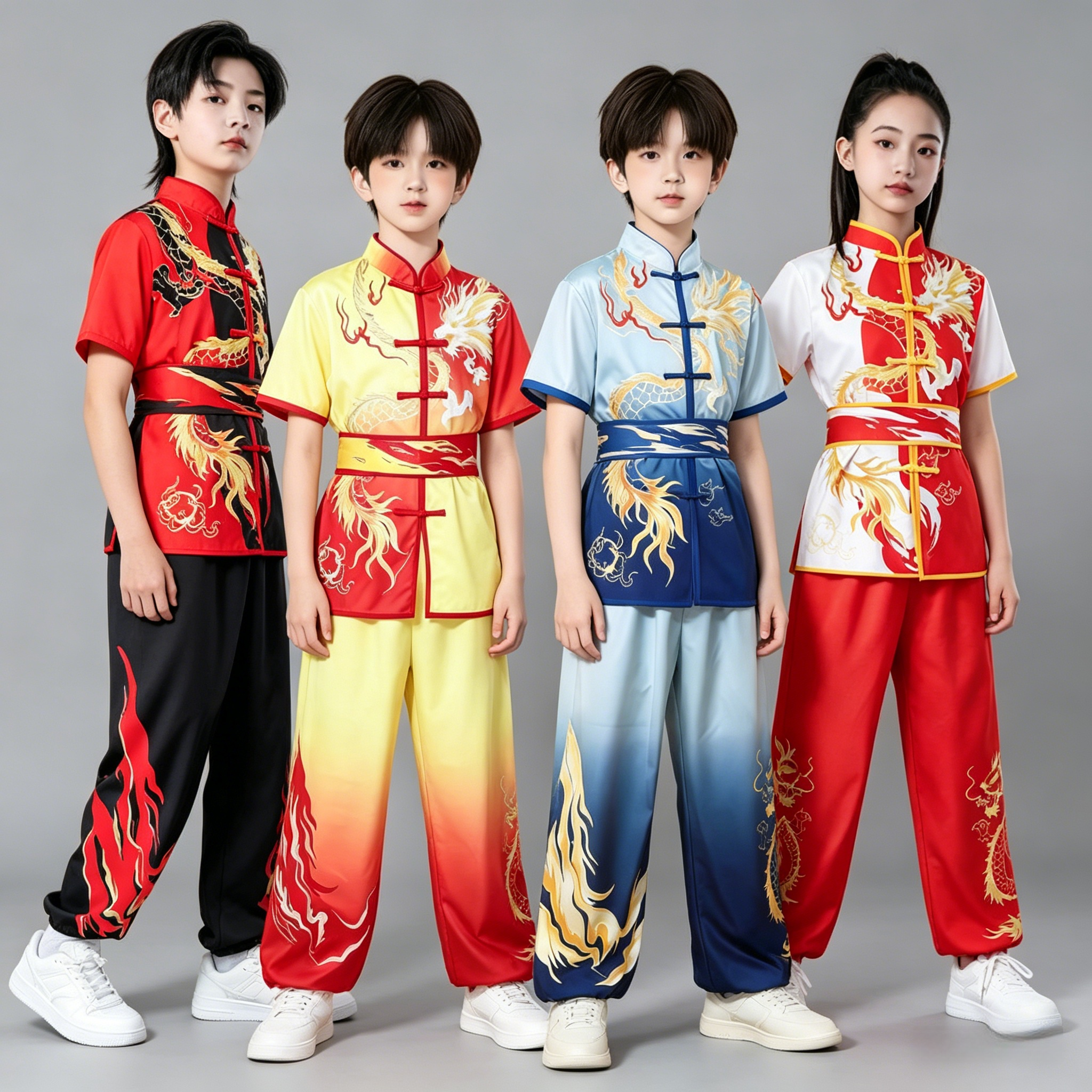 儿童武术演出服太极拳比赛服装运动会中国风武术操开幕式表演服装