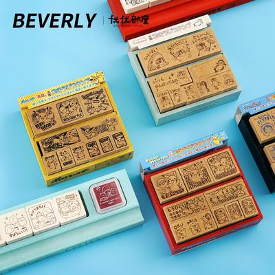 日本Beverly木头印章联名IP限定橡皮印章套装套盒